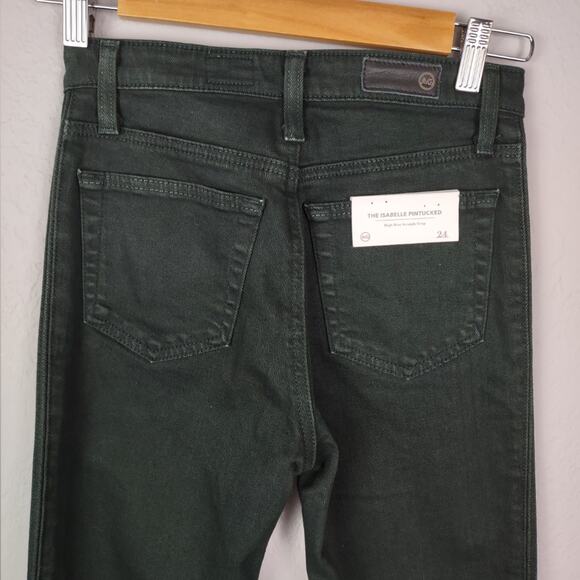 AG ADRIANO GOLDSCHMIED Isabelle Pintucked High-Rise Crop GREEN Jeans Size 24R - Picture 14 of 16